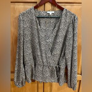 Nine Britton Faux Wrap Patterned Blouse - Size XL